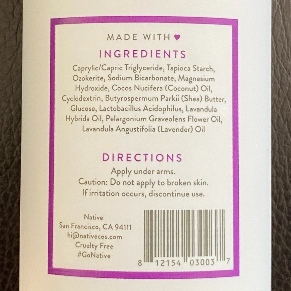 NATIVE NEW Paraben Free Lavender & Rose Scented Deodorant
